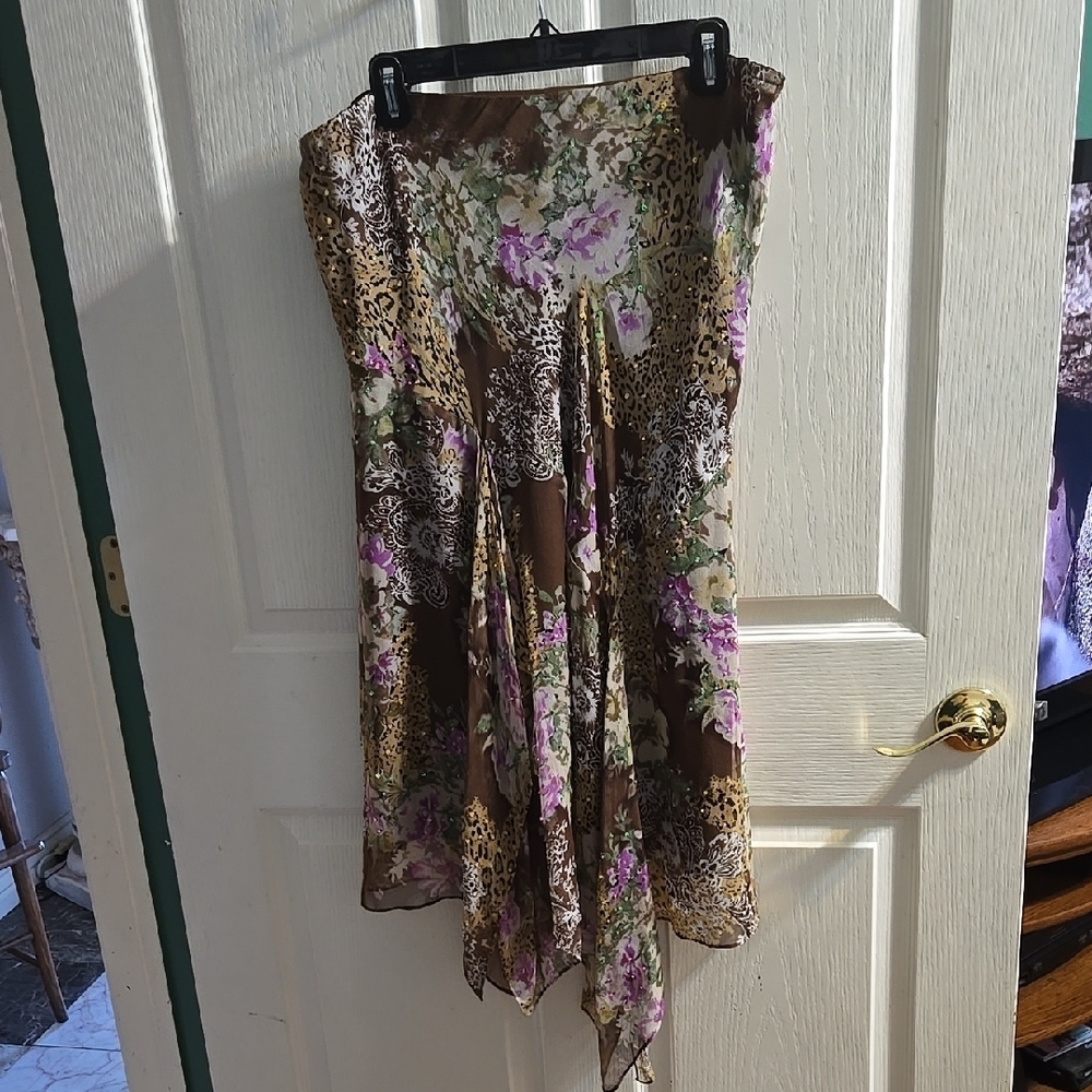 Floral and Leopard Print Women's Skirt